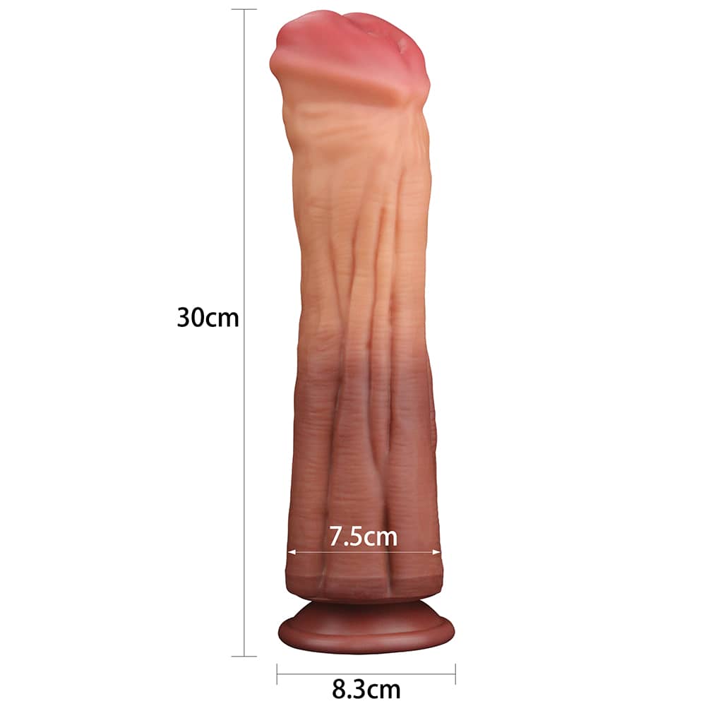 The size of the 12 inches dual layer silicone horse dildo 
