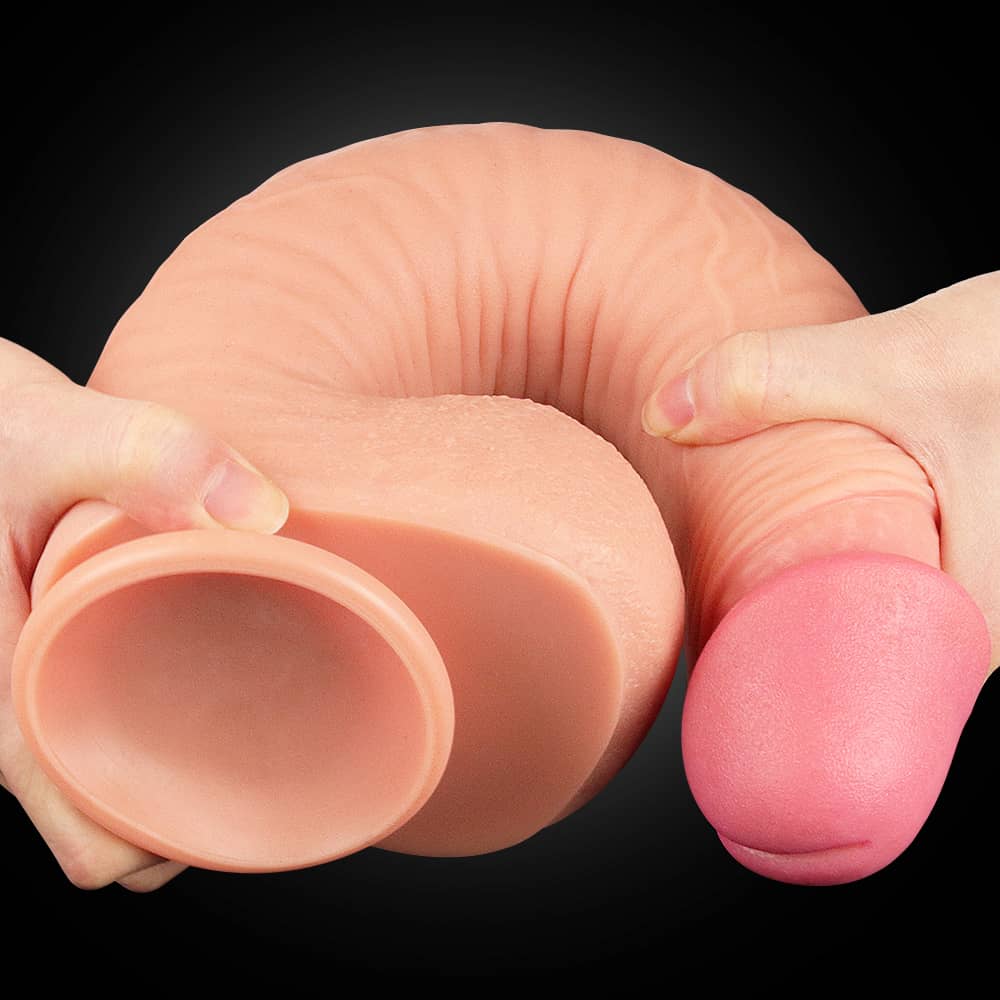 The 12 inches king size dual layer silicone dildo is very flexible and soft