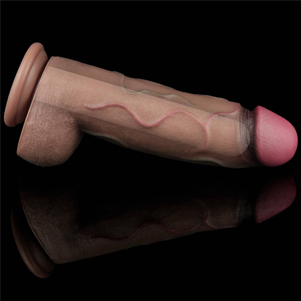 The 12 inches xxl dual layered silicone cock  has firm silicone inside and ultra soft silicone outside