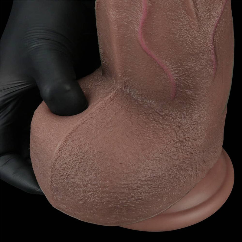 The soft testicle of the 12 inches xxl dual layered silicone cock 