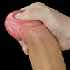 The bulging but soft head of the 12 inches silicone dildo with grip handle