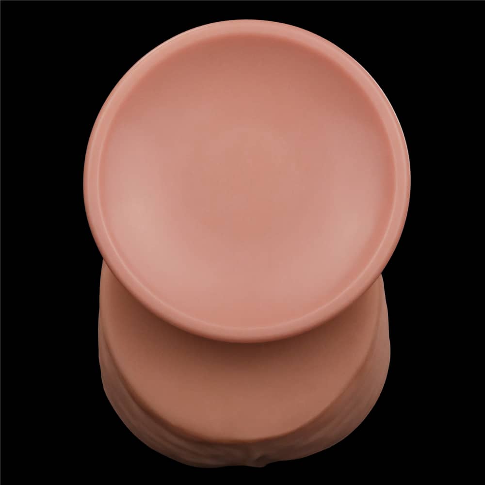 The 12 inches king sized sliding skin dual layer dong features a powerful suction cup