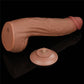 The 12 inches brown sliding skin dual layer dong  features a detachable powerful suction cup
