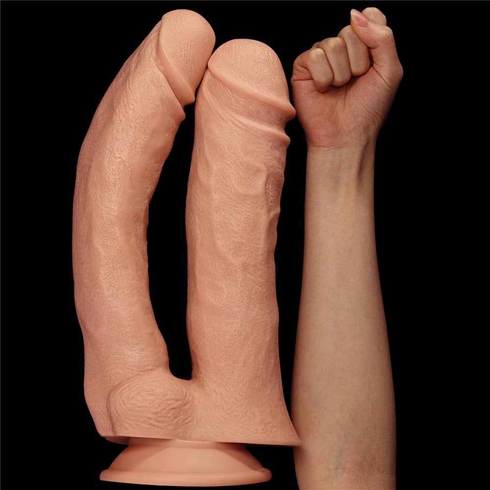 Comparison between the 12 inches realistic mega double dildo and the arm 