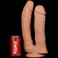 Comparison between the 12 inches realistic mega double dildo and beverage cans