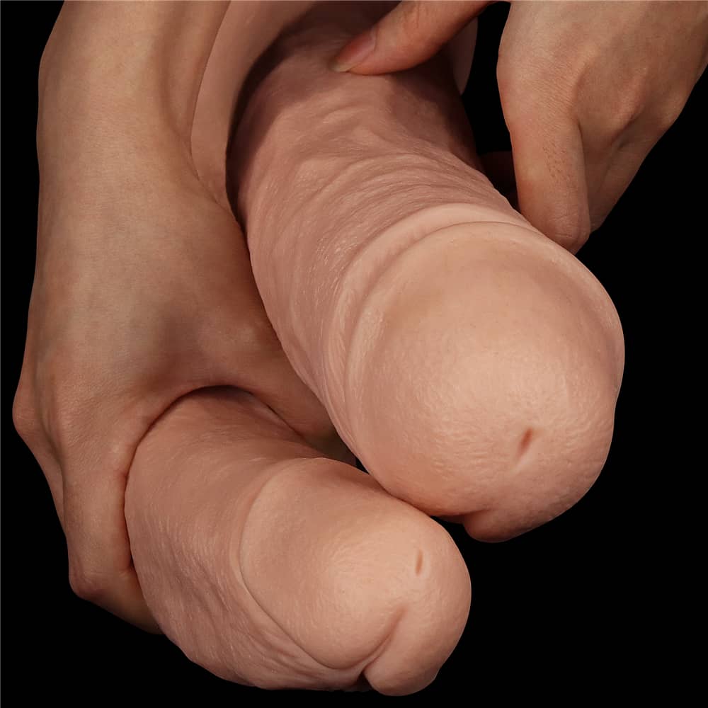 The different size of the heads of the 12 inches realistic mega double dildo