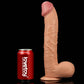 Comparison between the 12 inches legendary king sized realistic dildo and beverage cans 
