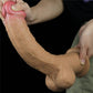 The 12.5 inches dual layered handle cock adorned with raised veins and a bulbous head