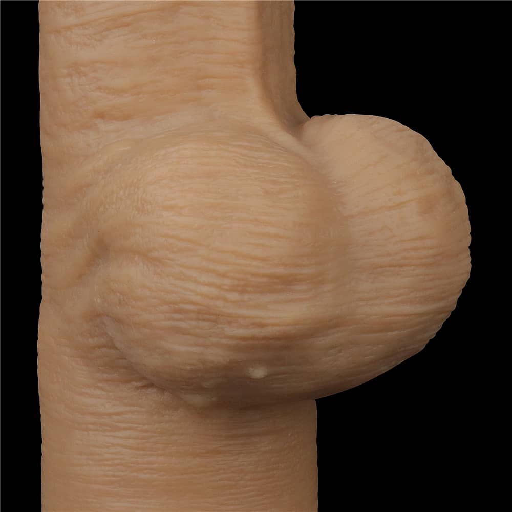 The 12.5 inches dual layered handle cock has detailed textured testicle