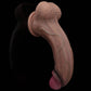 The 13 inches silicone realistic dildo bends softly downward