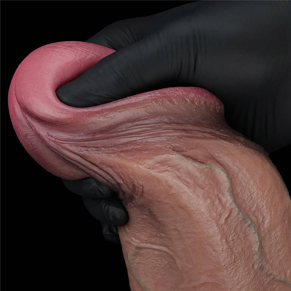 The prominent but soft head of the 13 inches silicone realistic dildo