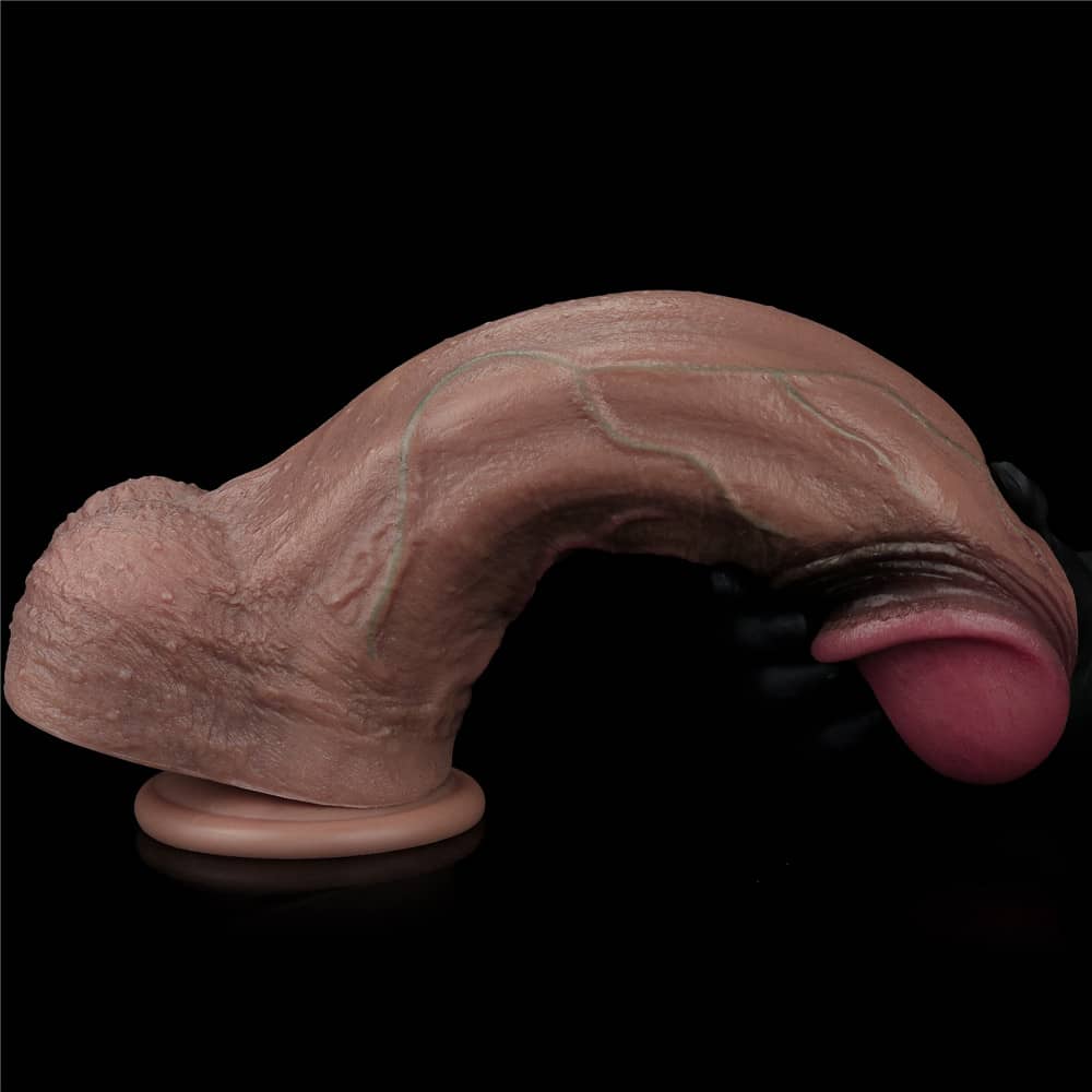 The 13 inches silicone realistic dildo is very flexible and can bend to different angles