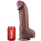 Comparison between the huge 13 inches silicone realistic dildo and beverage cans