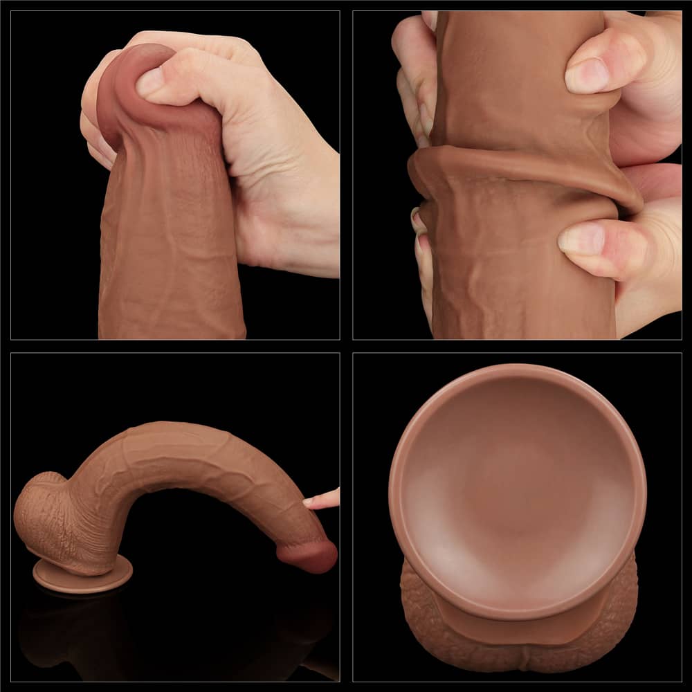 The details of the 13.5 inches huge soft sliding skin dildo
