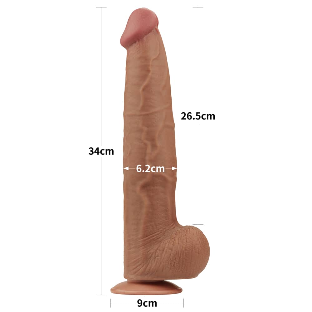 The size of the 13.5 inches huge soft sliding skin dildo