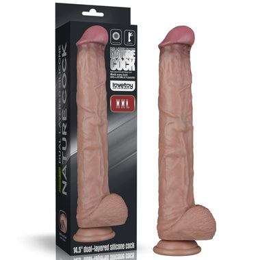 14.5'' Dual Layered Bendable Silicone Cock XXL(Flesh)