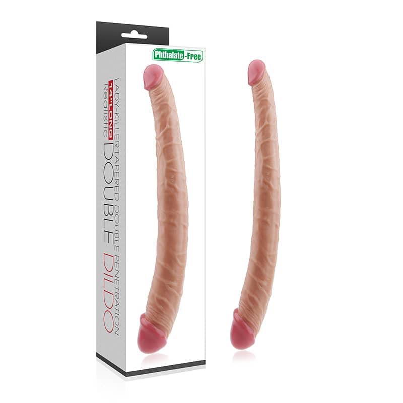 14'' Double-Ended Realistic Dildo with Two Different Size Head