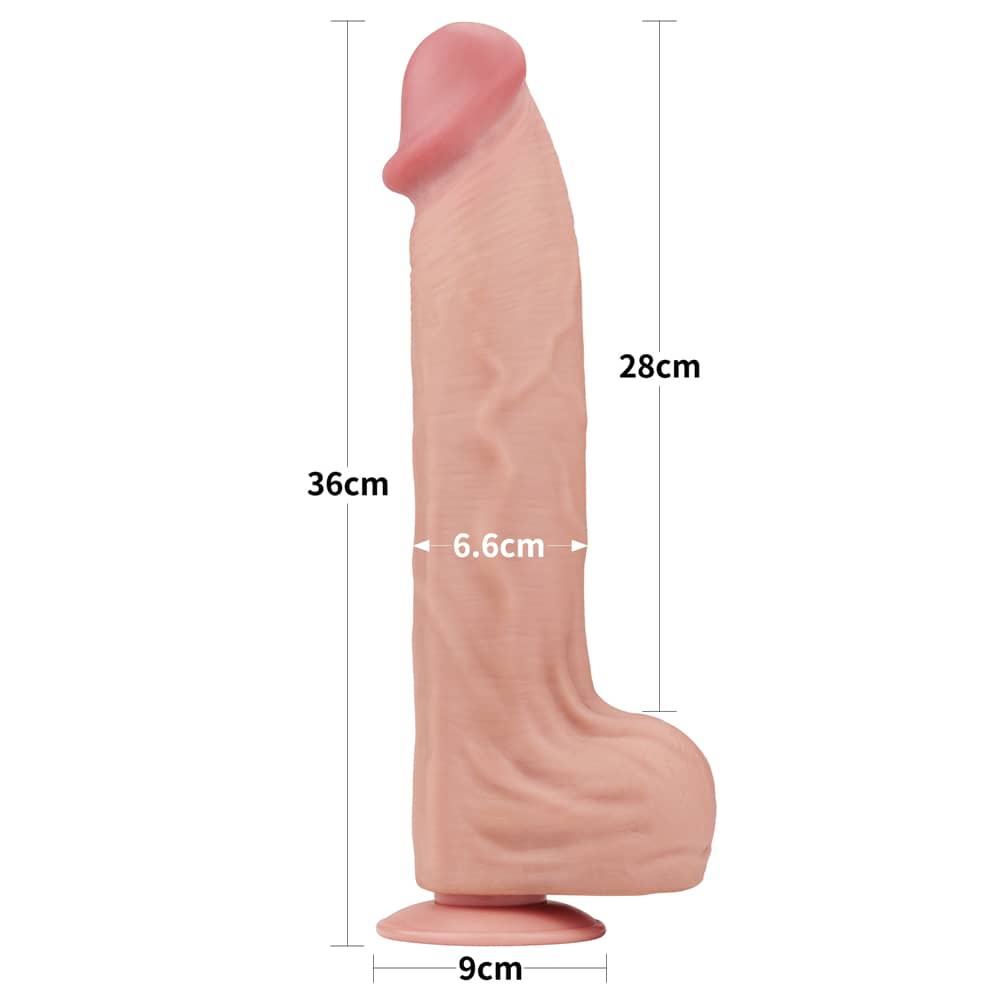 The size of the 14 inches king sized sliding skin dildo