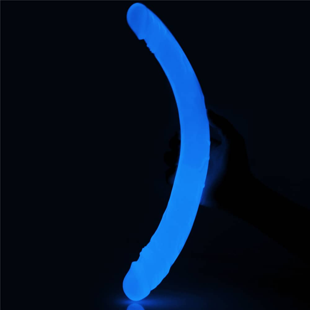 The 14.5 inches lumino play double dildo emits blue fluorescence