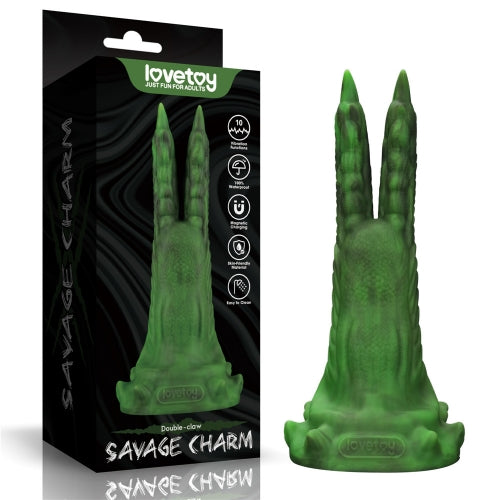 Savage Charm Double-Claw Vibrating Silicone Dildo