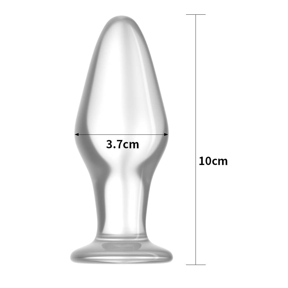The size of the 4.3 inches glass romance transparent butt plug