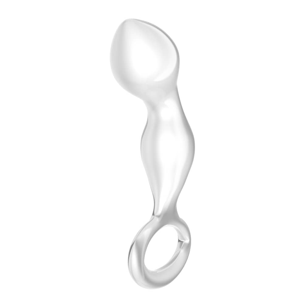The 4.5 inhces glass romance crystal clear anal plug is upright