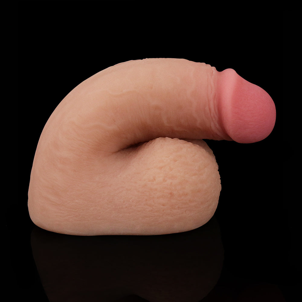  The 5 inches skinlike limpy dildo is incredibly realistic with a lifelike head and testicles