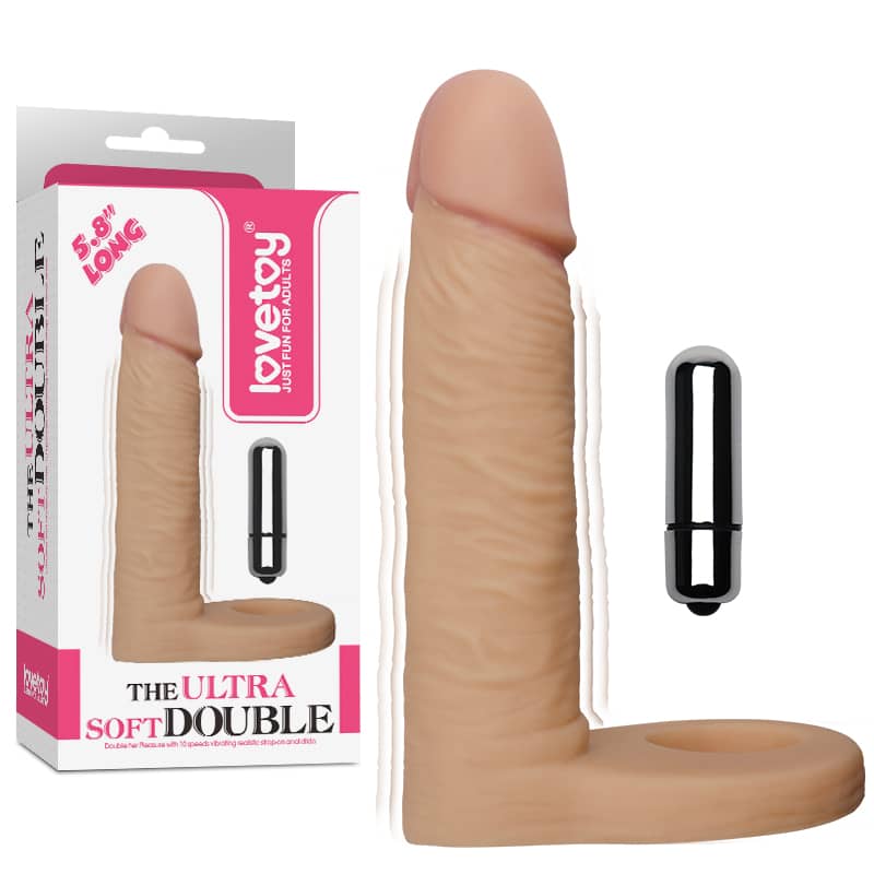 The packaging of the 5.8 inches ultra soft double vibrating anal dildo