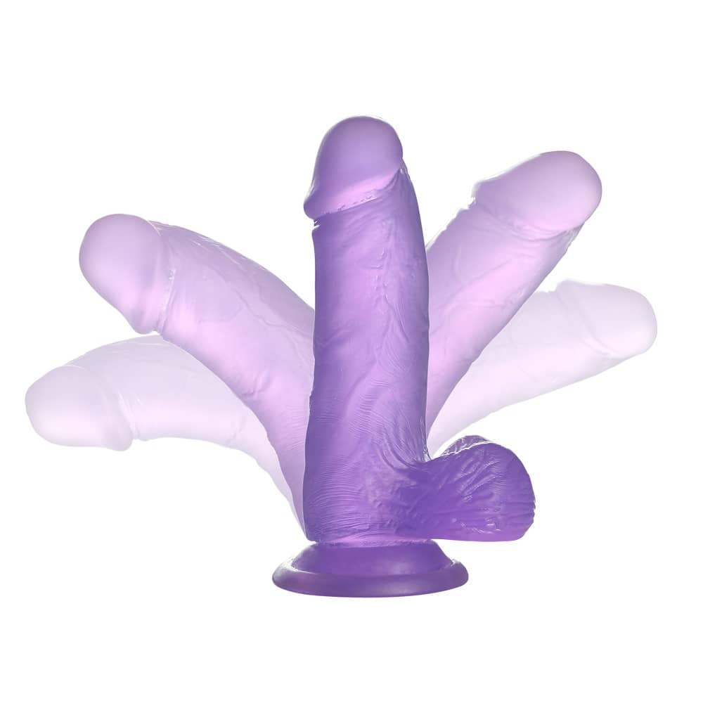 The 6 inches purple jelly studs crystal dildo  is very flexible and can bend to different angles
