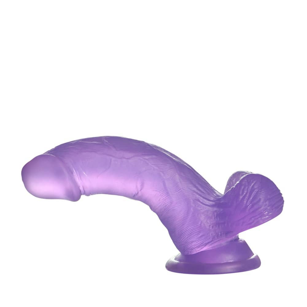 The 6 inches purple jelly studs crystal dildo  bends ultra softly