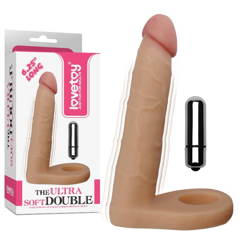 The packaging of the 6.25 inhces soft double vibrating anal dildo