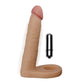 The 6.25 inhces soft double vibrating anal dildo is upright