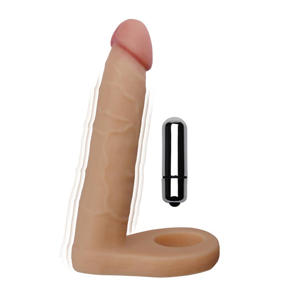 The 6.25 inhces soft double vibrating anal dildo is upright