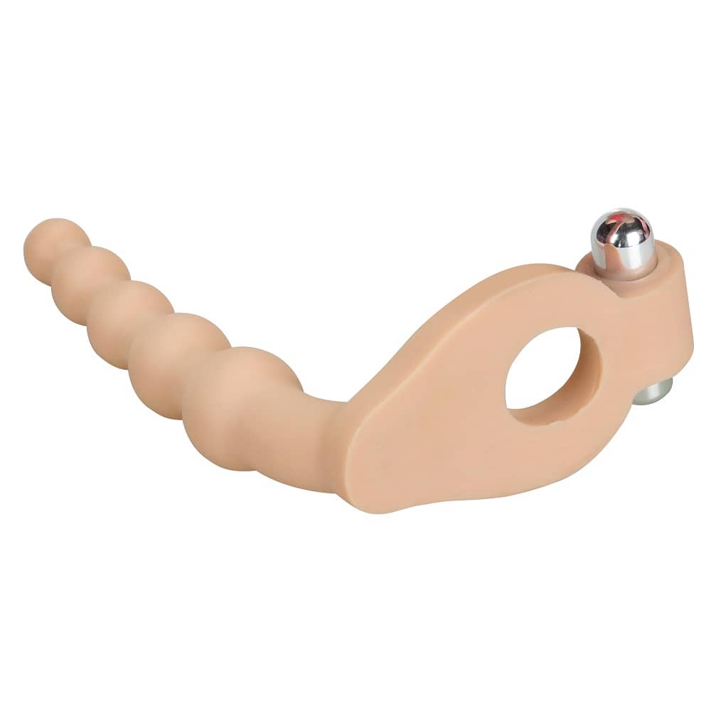 The cock ring of the 6.5 inches soft bead anal plug with bullet vibrator