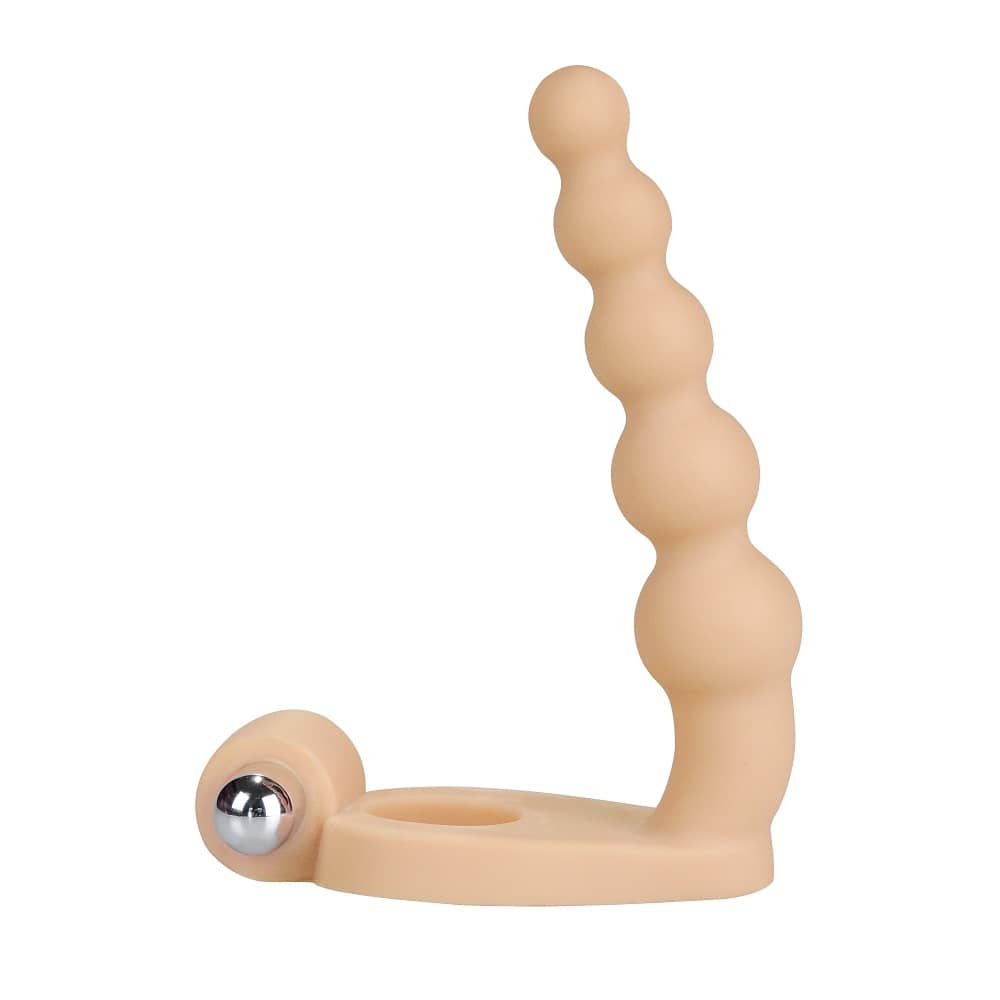 The 6.5 inches soft bead anal plug with bullet vibrator is upright