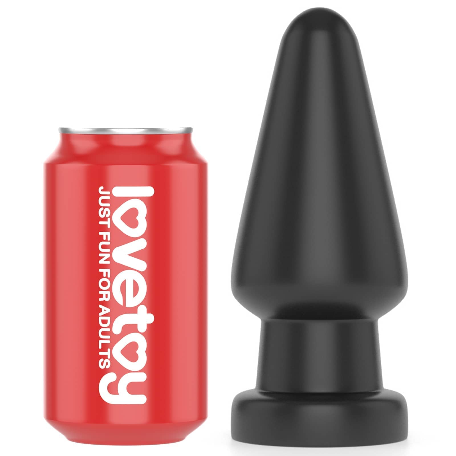 Comparison between the 7 inches anal shocker large butt plug  and beverage cans