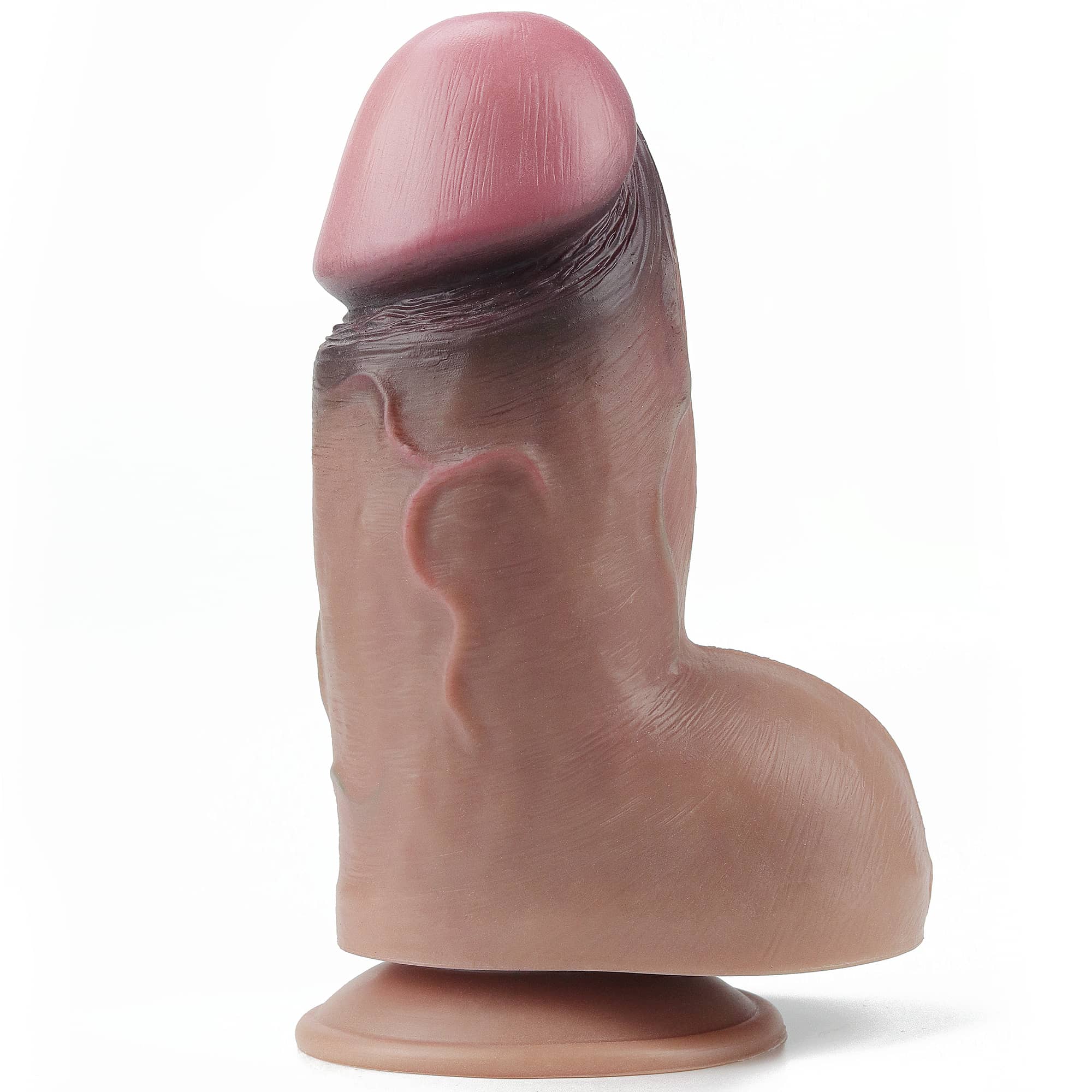 The 7 inches fat silicone butt plug dildo is upright