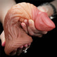 The 9 inches silicone realistic tongue dildo bends ultra softly