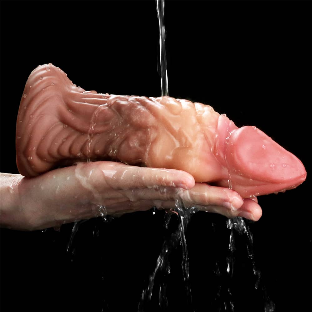 The 9 inches silicone realistic tongue dildo is fully washable