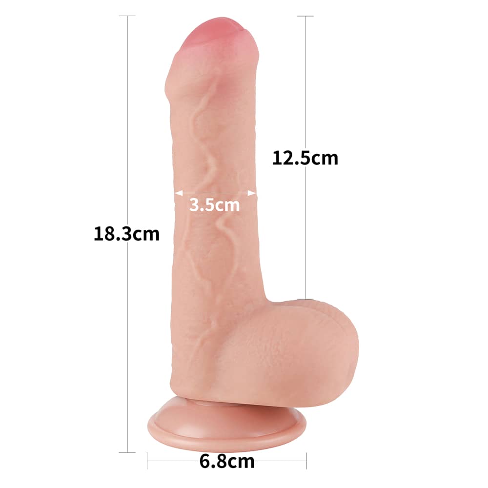 The size of the 7 inches sliding skin realistic uncut dildo