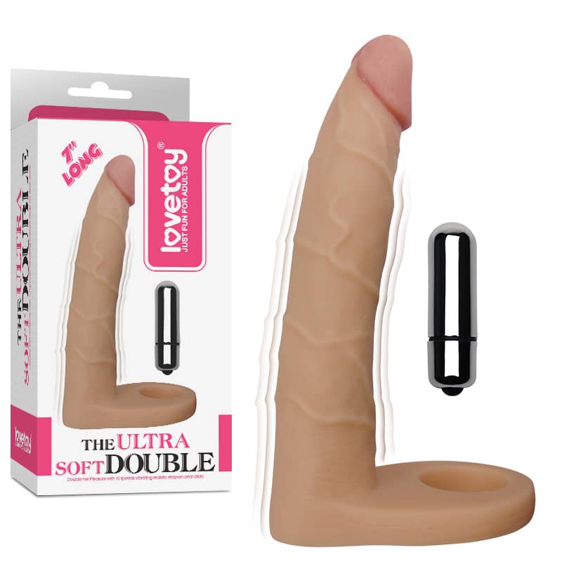 The packaging of the 7 inches ultra soft double vibrating anal dildo