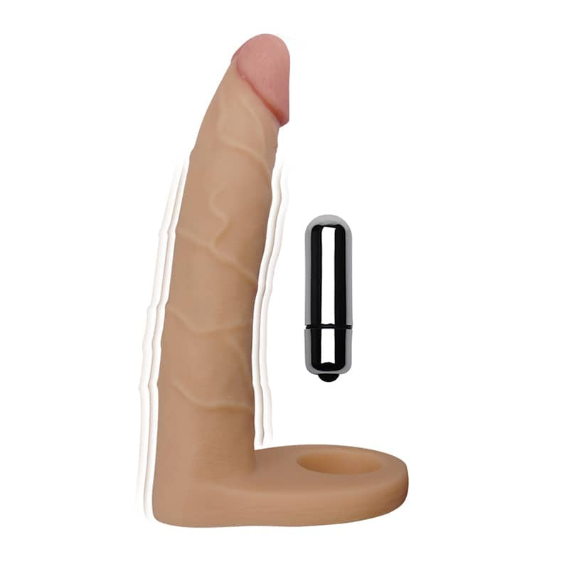 The 7 inches ultra soft double vibrating anal dildo has a vibrator