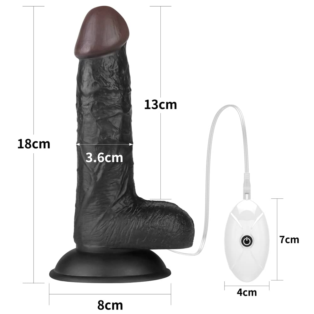 The size of the dildo of the black 7 inches vibrating dildo easy strapon set