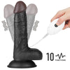 The black 7 inches vibrating dildo easy strapon set has 10 vibrations