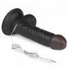 The dildo of the black 7 inches vibrating dildo easy strapon set lays flat