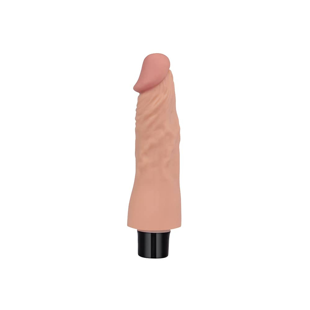 The 7 inches real softee vibrating authentic dildo is upright