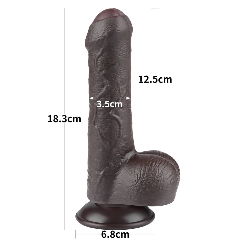 The size of the 7 inches sliding skin dual layer black dong 