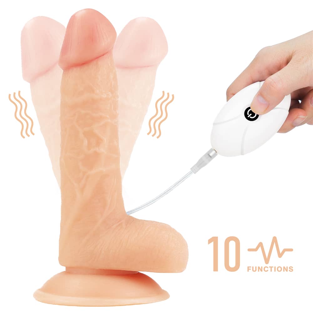 The dildo of the 7 inches vibrating dildo easy strapon set has 10 vibrations 