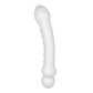 The 7.3 glass romance crystal clear anal dildo is upright