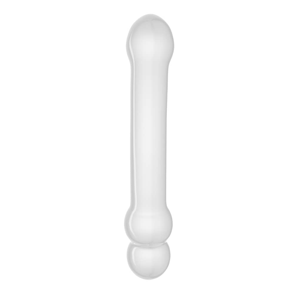 The smooth side of the 7.3 glass romance crystal clear anal dildo